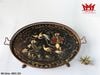 Khay cổ điển bằng kim loại vẽ bằng tay cặp đôi chim phụng , khay có 4 chân.