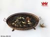 Khay cổ điển bằng kim loại vẽ bằng tay cặp đôi chim phụng , khay có 4 chân.