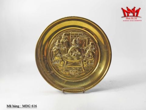  Cặp mâm đồng trang trí  treo tường xuất xứ Anh ( ĐK 25cm ) 