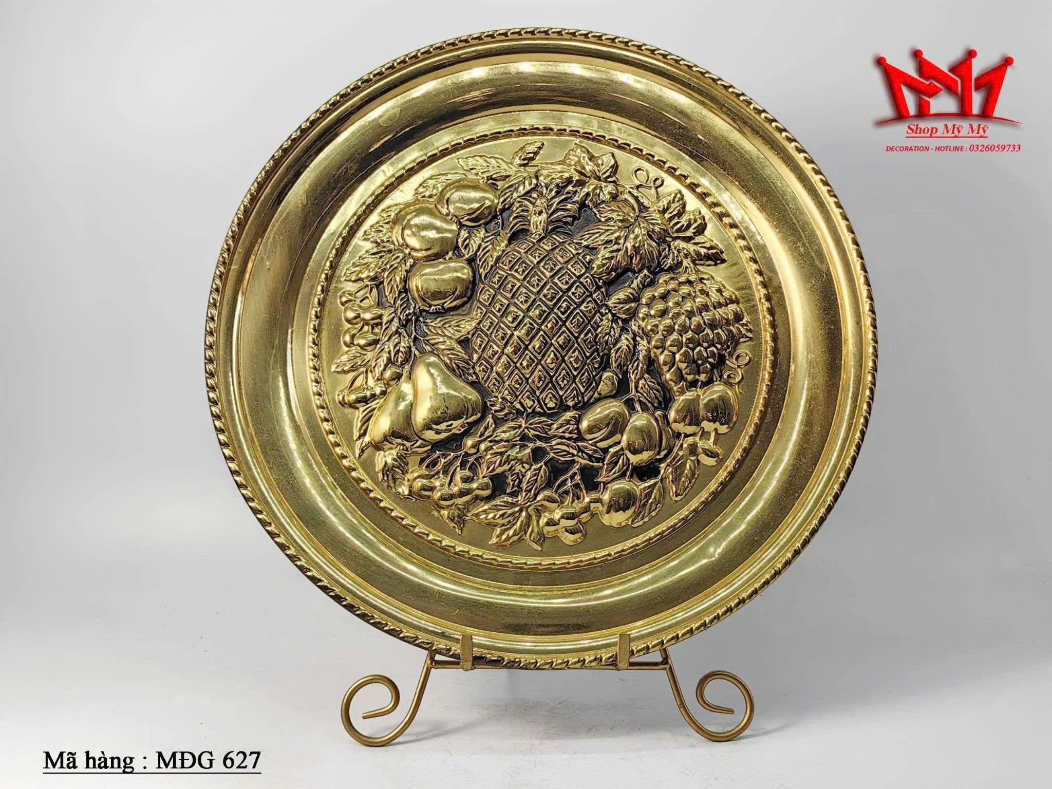 Mâm đồng nghệ thuật hoa quả cổ điển (MDG 627)