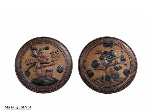  TẤM GỖ CHẠM KHẮC BẰNG TAY MAYAN TỪ DÂN BẢN ĐỊA GUATEMALA. ( Dùng để trang trí treo tường ) 