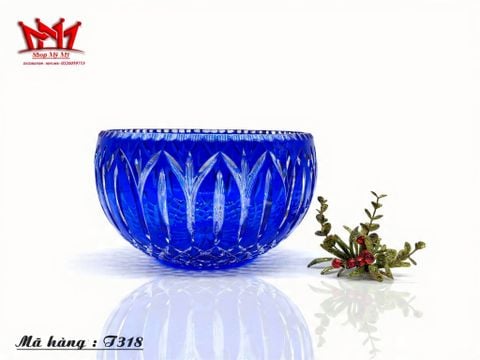  Tô pha lê màu xanh coban cắt trong suốt theo phong cách Bohemian Czech. 