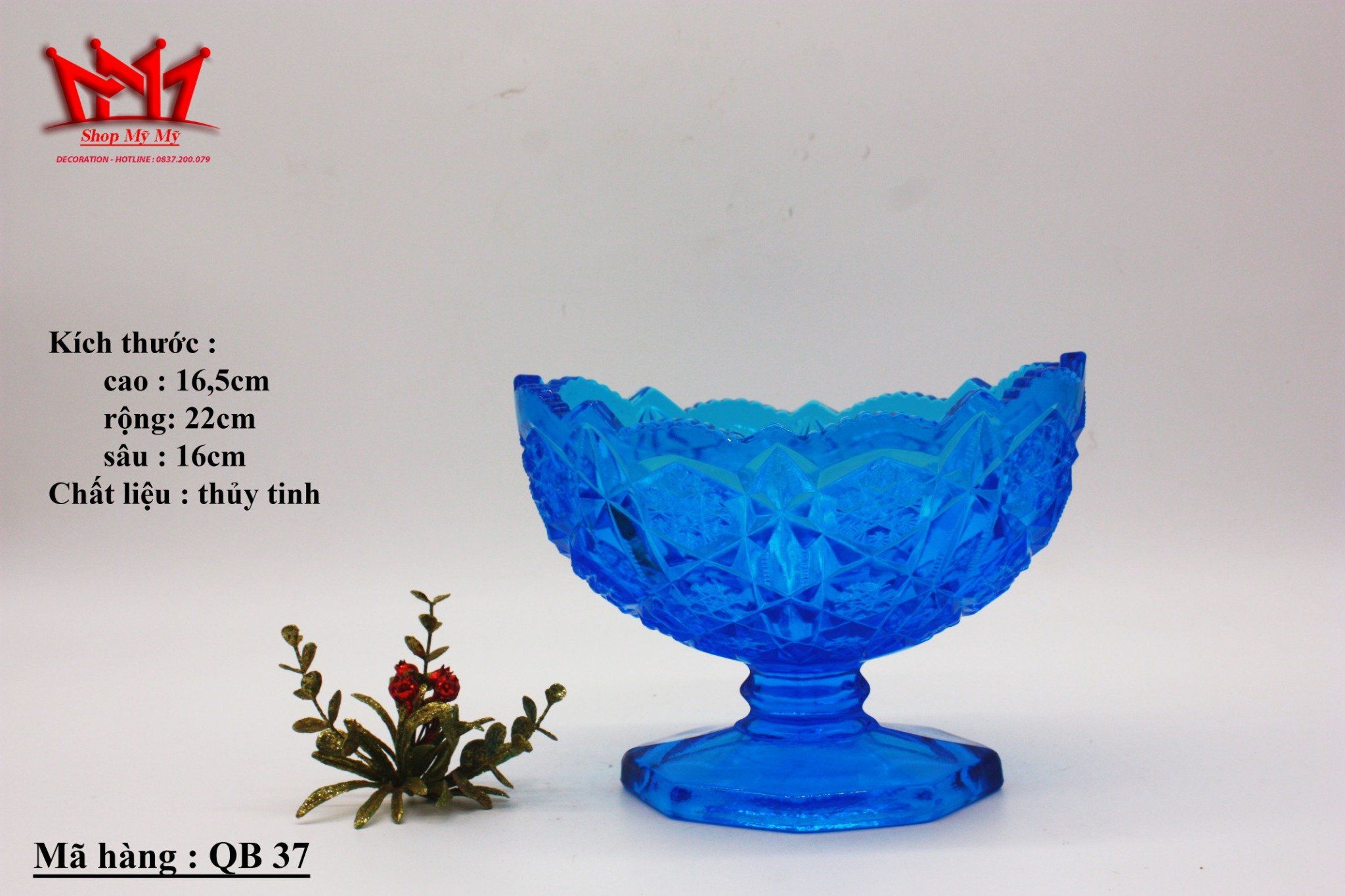 CHÂN BỒNG THỦY TINH KEMPLE WHEATON YUTEC BLUE CỔ ĐIỂN