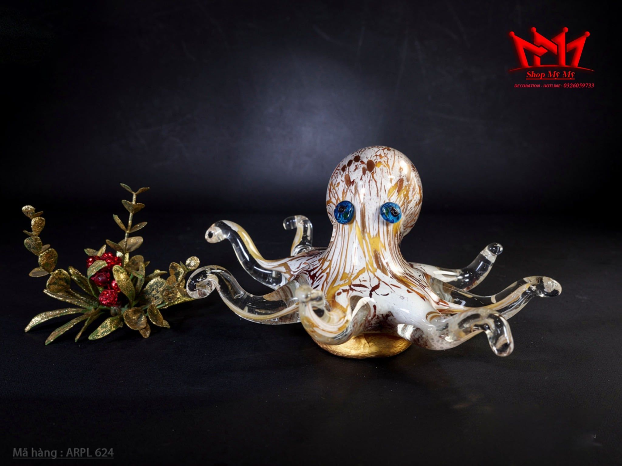 BẠCH TUỘC TRANG TRÍ NGHỆ THUẬT THỦY TINH MURANO (ITALY)