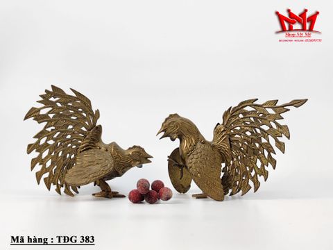  Cặp tượng gà chọi bằng đồng xưa , hàng trang trí sưu tầm 