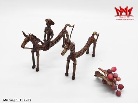  Bộ Tượng Ngựa Trang Trí Nghệ Thuật Bastar Dhokra Art Bằng Đồng Thau 