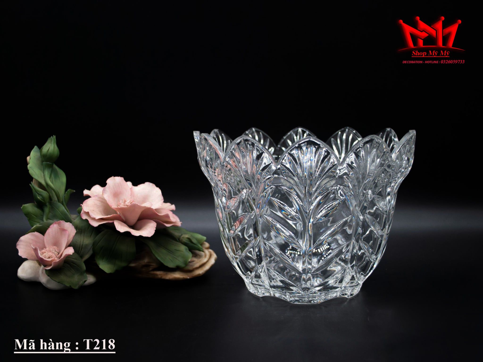 Tô pha lê cổ điển miệng hình chiếc lá ( TPL 218 )