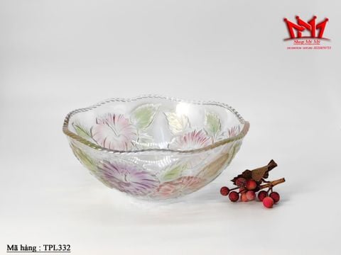  Bát Thủy Tinh Nghệ Thuật Cao Cấp TPL 332 – Họa Tiết Hoa Phù Dung Đa Sắc 