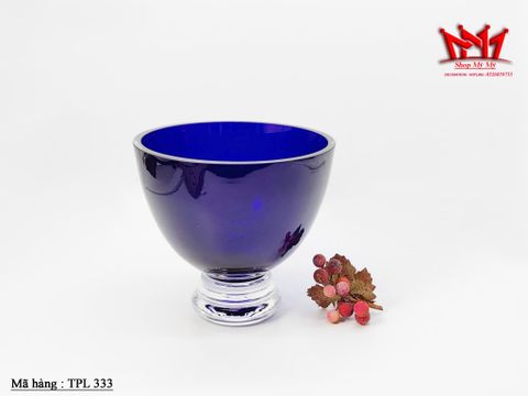  Thố pha le màu xanh coban đế trong suốt của Ba Lan 