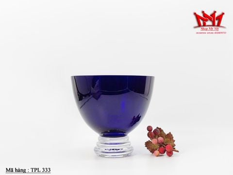  Thố pha le màu xanh coban đế trong suốt của Ba Lan 