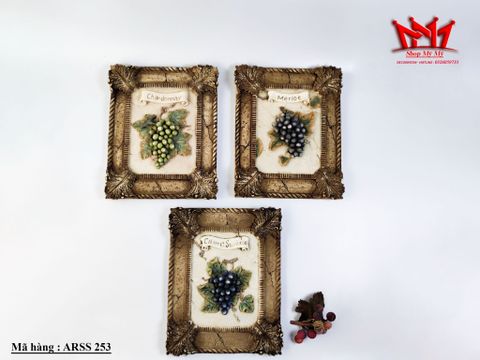  Bộ tranh trang trí tường hình nho rượu vang cổ điển Chardonnay, Merlot, Cabernet Sauvignon 3D nghệ thuật treo tường hình nho. 
