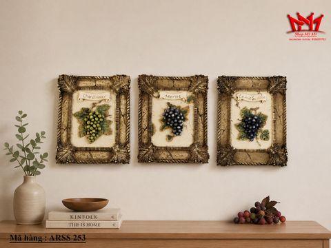  Bộ tranh trang trí tường hình nho rượu vang cổ điển Chardonnay, Merlot, Cabernet Sauvignon 3D nghệ thuật treo tường hình nho. 