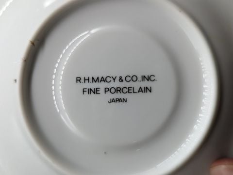  Bộ 12 Tách Đĩa Sứ Viền Vàng Cổ Điển R.H.Macy & Co. Inc Fine Porcelain 