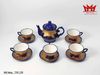 Bộ ấm chén sứ xanh hoa văn vàng