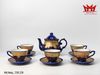 Bộ ấm chén sứ xanh hoa văn vàng