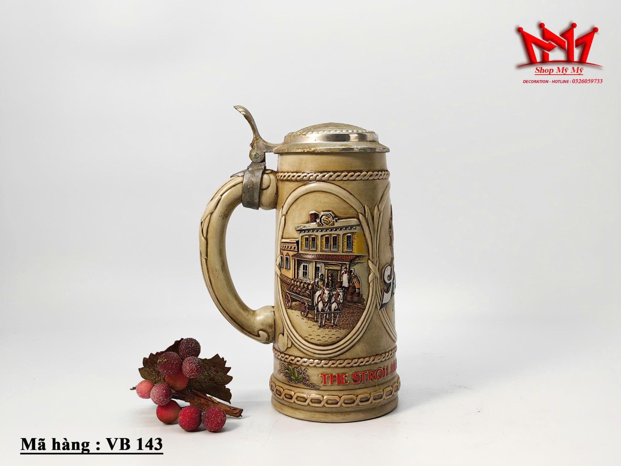 Vại bia gốm sứ  đồ sưu tầm của Stroh's