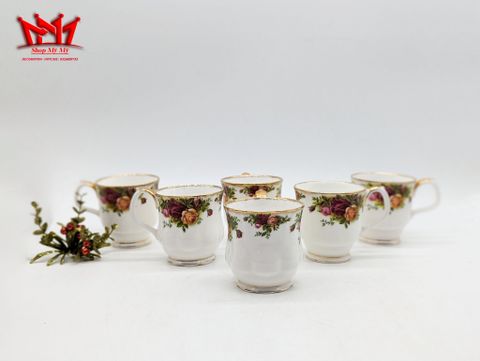  Bộ 7 cốc sứ xương Anh Quốc hình hoa hồng cổ thương hiệu Royal Albert. 