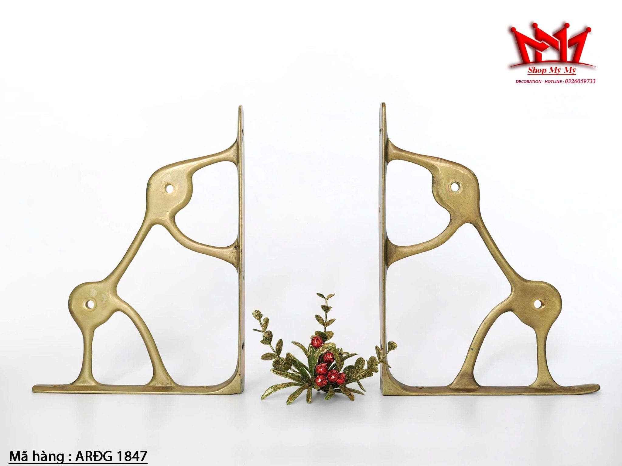 Cặp kệ bằng đồng gắn tường 2 bên.