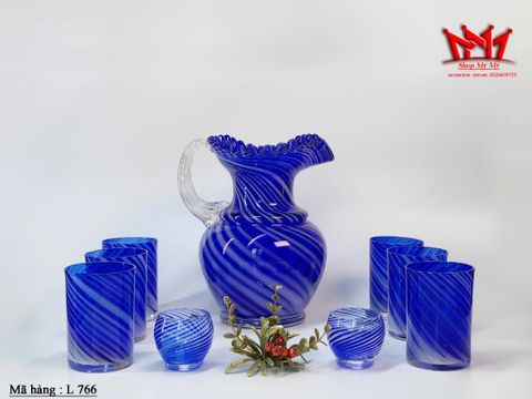  Bộ bình đựng nước chanh xoáy MCM Colbalt Blue & White . 