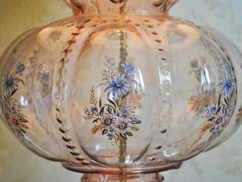  Đèn ngủ thủy tinh cổ điển họa tiết hoa được khắc họa bằng tay 