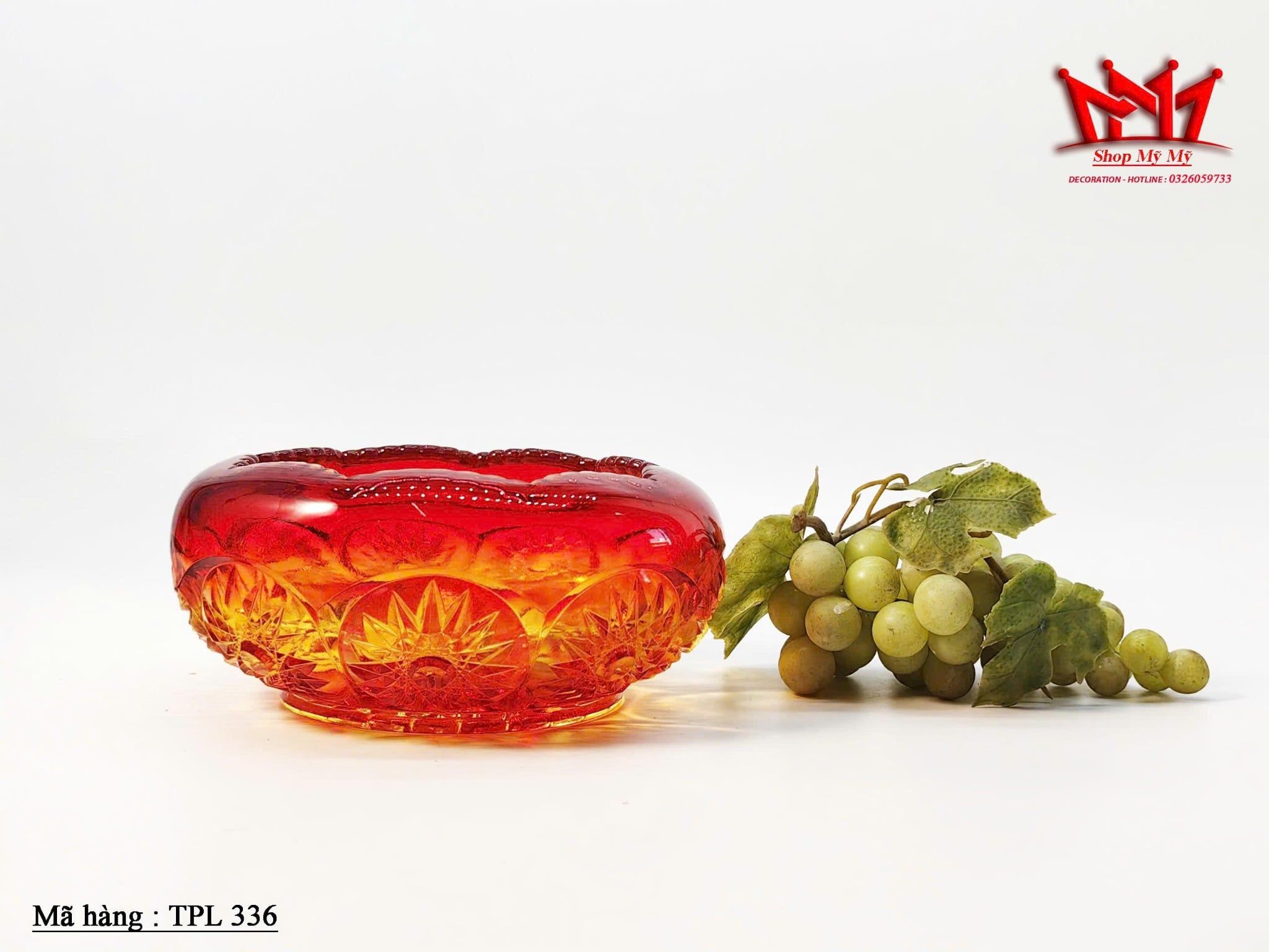 Bát trang trí bằng thuỷ tinh Amberina loang màu cực đẹp