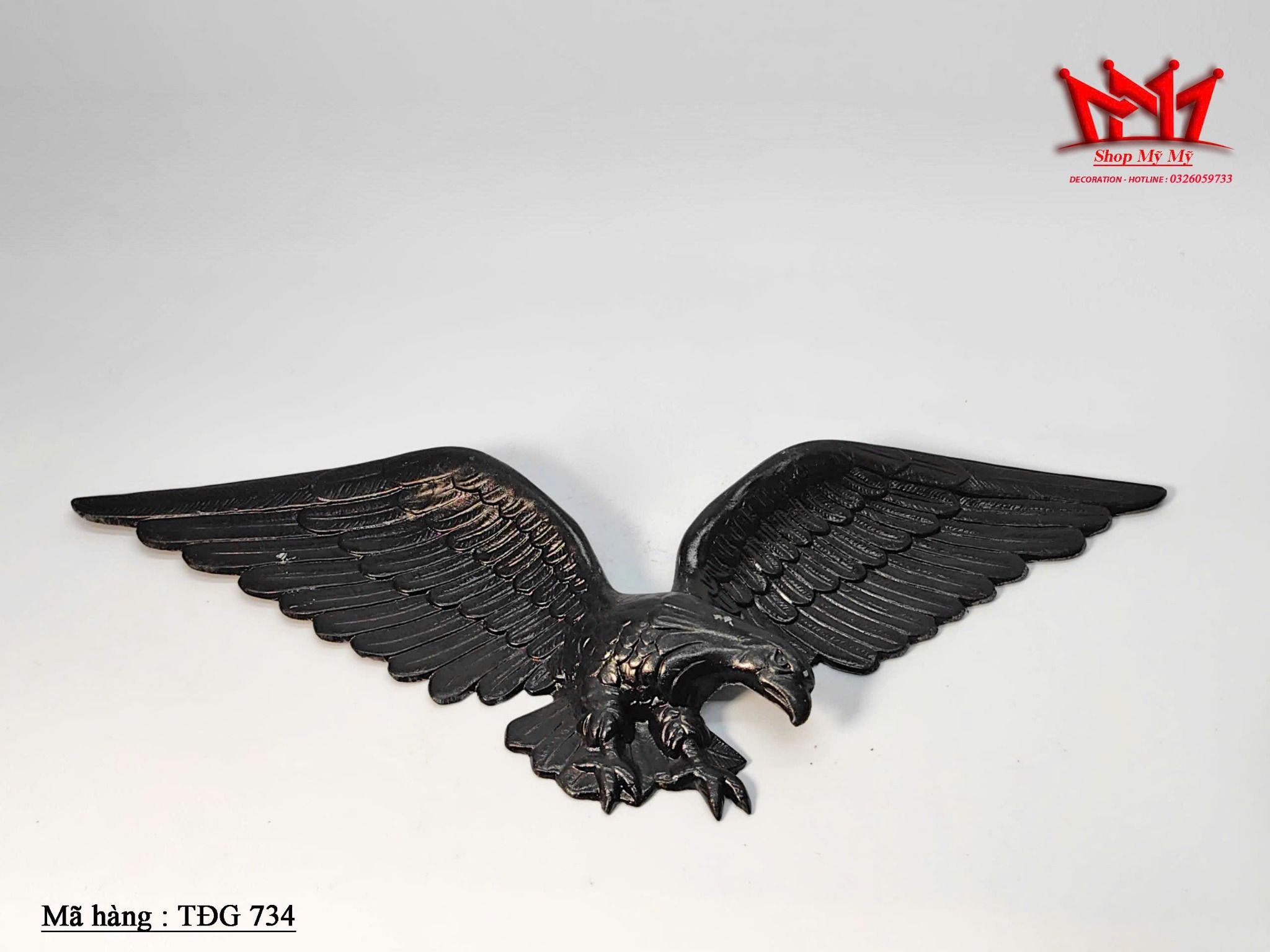 Móc treo tường hình đại bàng đen bằng kim loại cổ điển