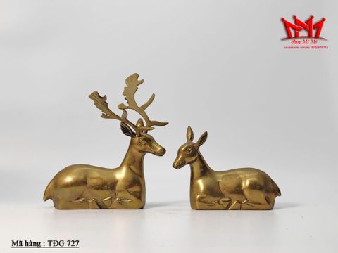  Bộ tượng bằng đồng thau hình hươu nai đực và cái 