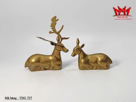  Bộ tượng bằng đồng thau hình hươu nai đực và cái 