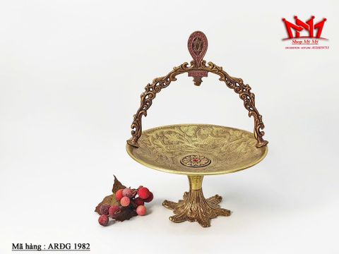  Đĩa đựng trái cây bằng đồng có chân đế cao và quai sách 