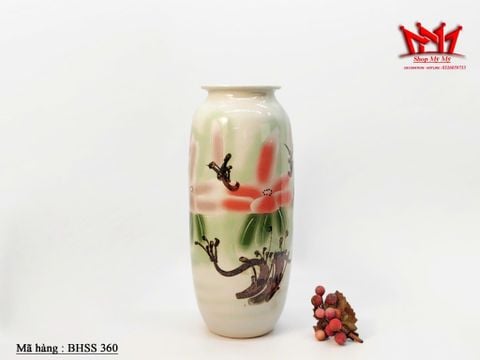  Chiếc bình gốm sứ hoạ tiết cánh hoa rơi loang màu xanh 