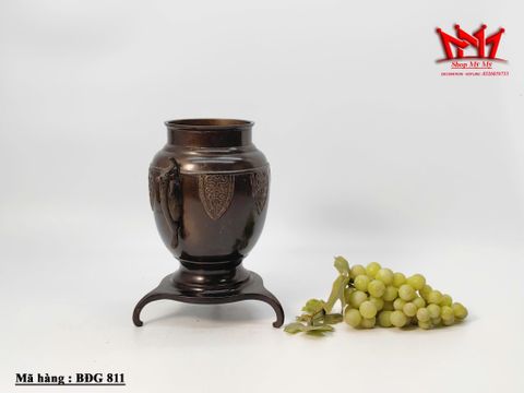  Bình hoa Ikebana bằng đồng Usubata ba chân 