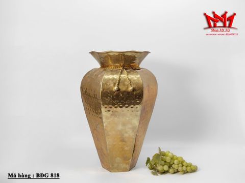  Bình hoa trang trí bằng đồng thau hạ tiết hình bát giác cổ điển 