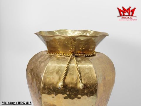  Bình hoa trang trí bằng đồng thau hạ tiết hình bát giác cổ điển 