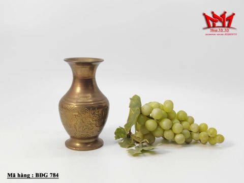  Bình đồng chạm khắc hình rồng trang trí cổ điển 