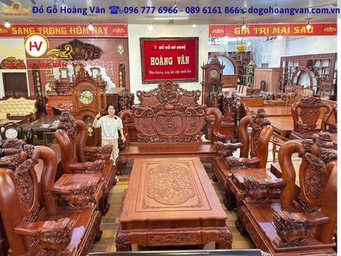 bỘ ghế rồng cột 16 gỗ hương đồng kỵ  BG222