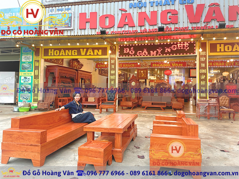 Bộ ghế Sofa đơn giản trơn không đục trạm gỗ tự nhiên  BG219