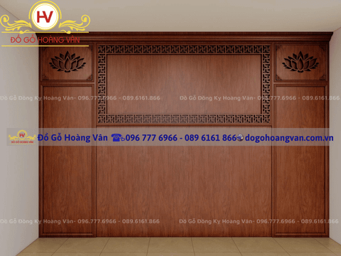 Thiết kế vách CNC phòng thờ đẹp - PT100
