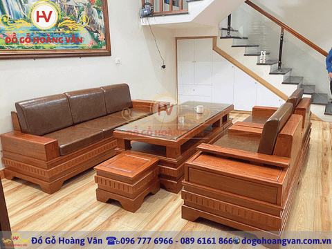 BỘ ghế sofa đối gỗ hương đá  BG224