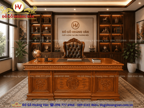 Bàn Làm Việc Văn Phòng Gỗ Tự Nhiên Giá Xưởng BGĐ134