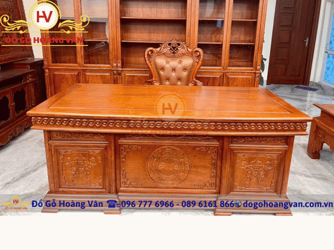 Bàn làm việc gỗ đục trạm điểm nhấn nhẹ nhàng  BGĐ108