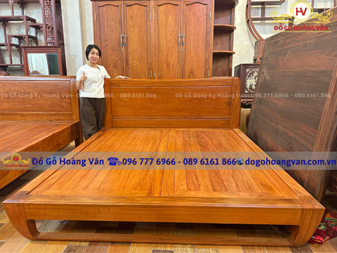 giường ngủ hiện đại chân thuyền gỗ hương đồng kỵ đẹp   GN180