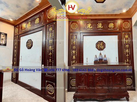 Cải tạo, thiết kế thi công vách thờ gỗ tự nhiên PT100