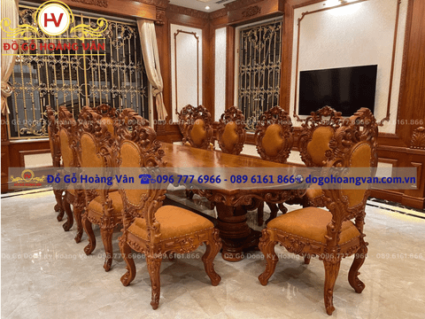 Bộ bàn ghế ăn tân cổ điển hoành tráng BA108