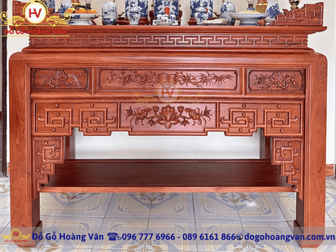 Ban thờ đục sen gỗ hương đá BT226