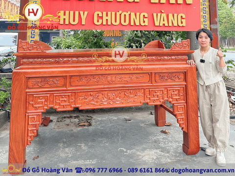 Bàn Thờ Đục Triện Sen Gỗ Tự Nhiên Cao Cấp Chuẩn Phong Thủy  BT230