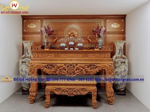 Sập thờ phòng thờ gỗ đẹp hoạ tiết sắc nét  - PT99