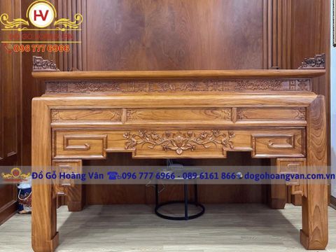Mẫu Ban thờ đục trạm sen gỗ tự nhiên   BT184