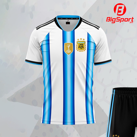Áo đá bóng đội tuyển Argentina sân nhà 2025-2026 sọc trắng xanh