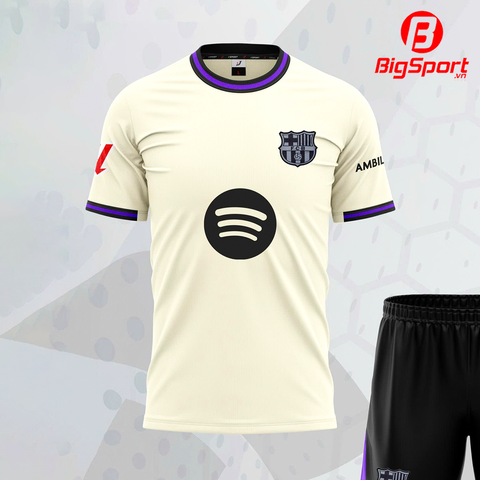 Áo đá bóng Barcelona sân khách 2025 - 2026 màu kem
