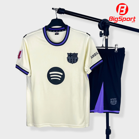 Áo đá bóng Barcelona sân khách 2025 - 2026 màu kem